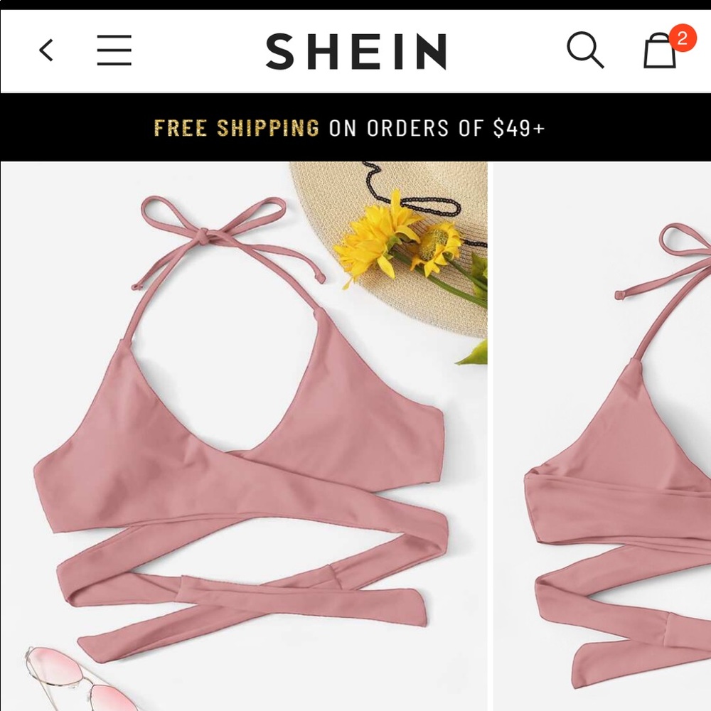 Shein Light Pink Bathing Suit top